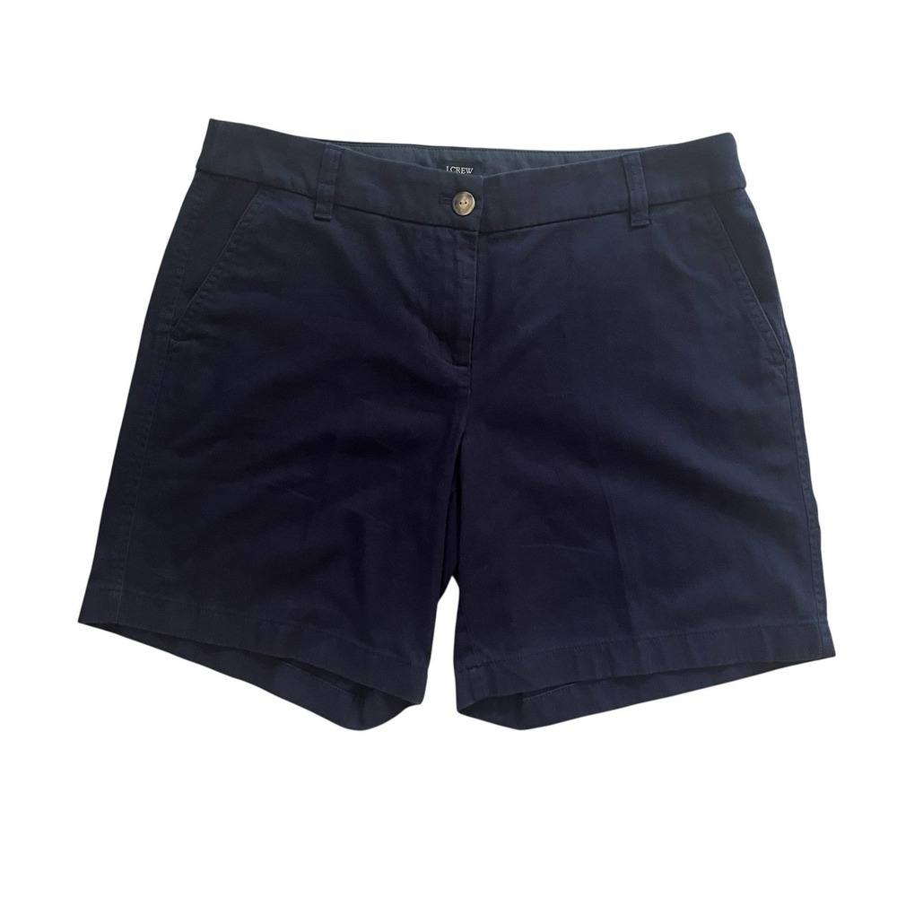 J.Crew Women's Size 8 Navy Blue Chino Short 100% Cotton Exterior‎ Preppy Classic